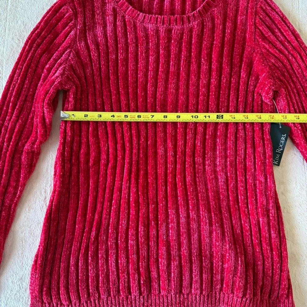 Kim Rogers Ruby Red Wide-Ribbed Knit Long Sleeve Sweater Size M NWT - Picture 5 of 7